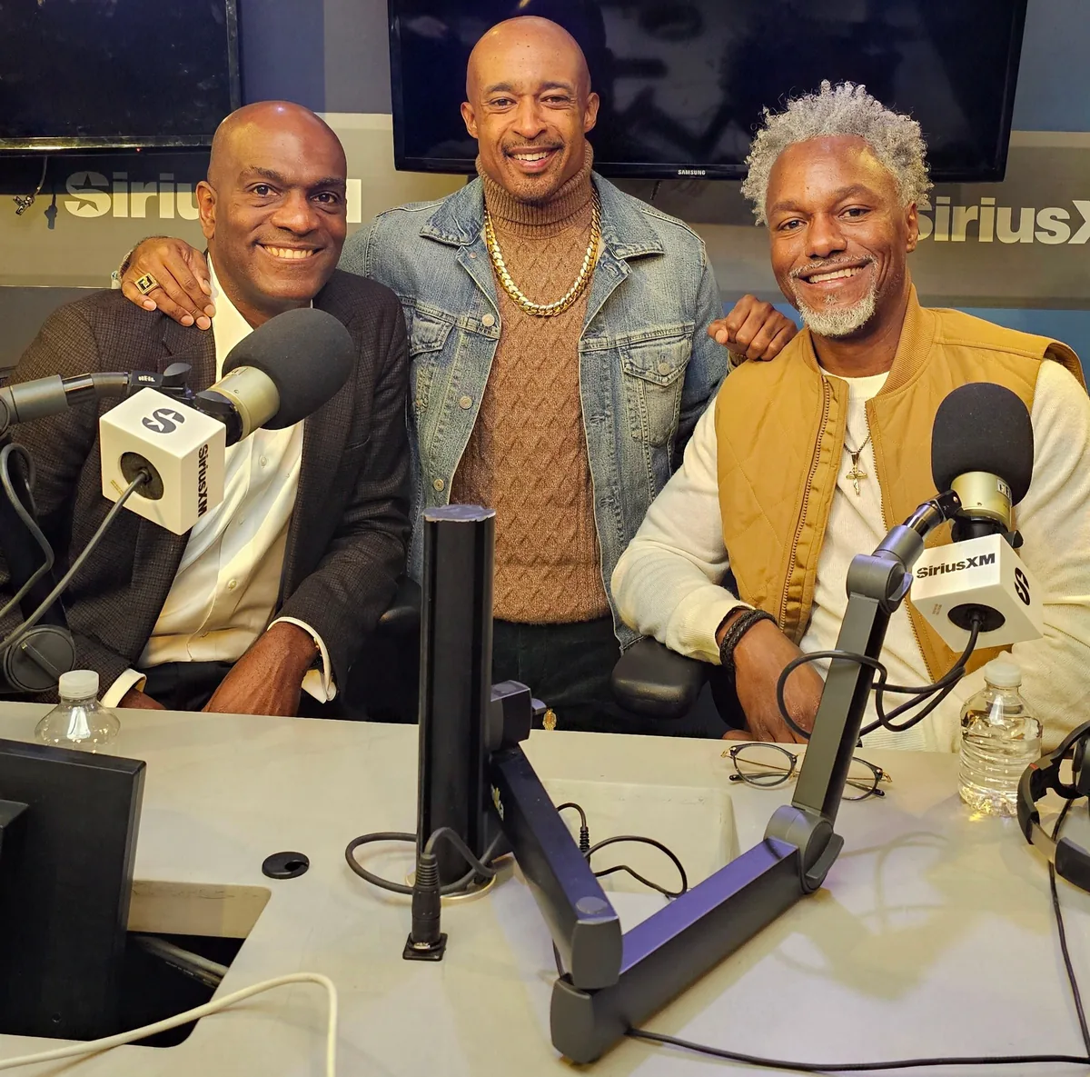 James E. Page, Jr. with Mike Muse and Michael Rodgers behind SiriusXM studio microphones
